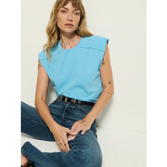 Nation Ltd Perry Day Dream Blue Muscle Tank XS Organic Cotton - Picture 1 of 8